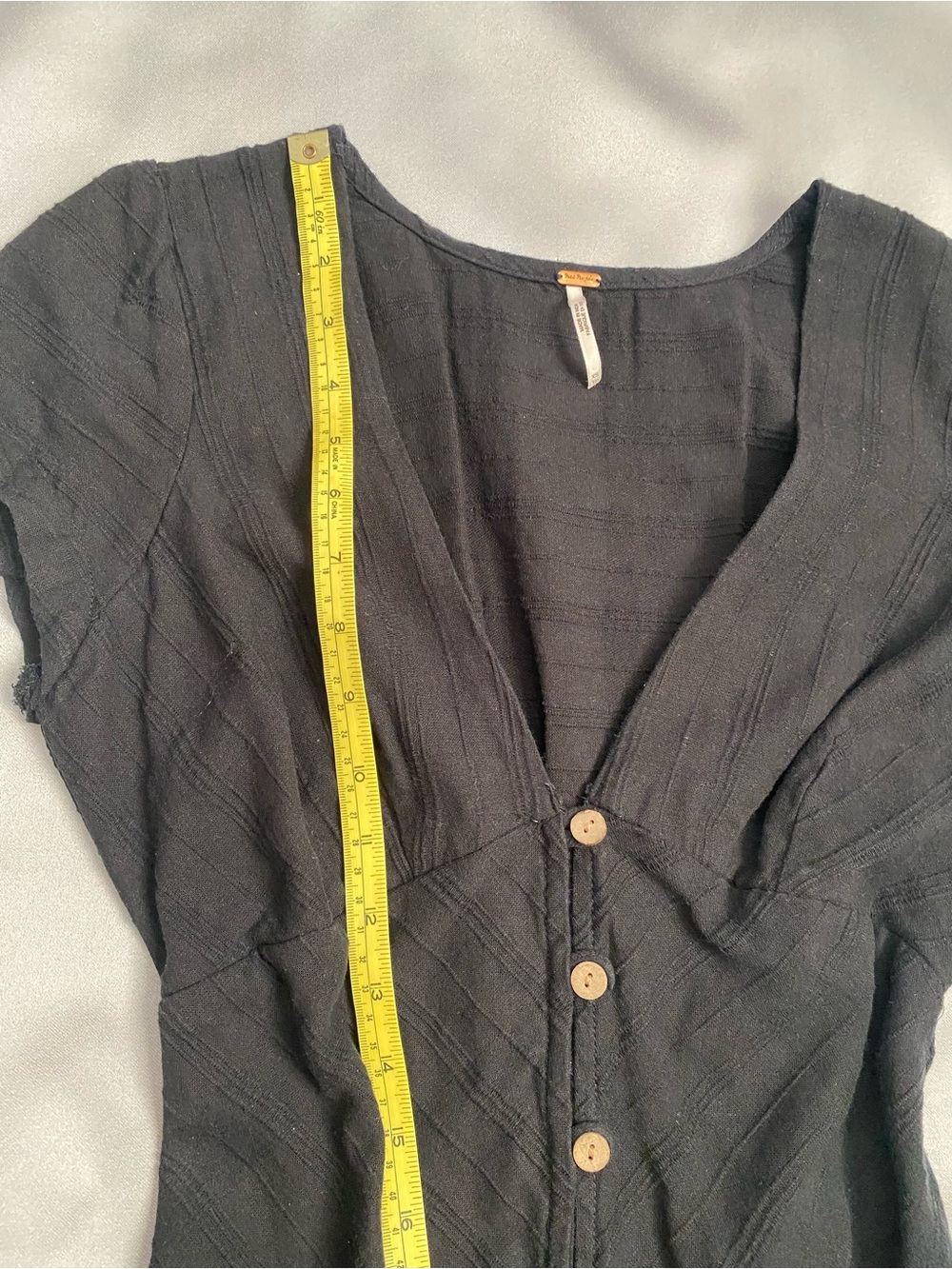 Free People Womens XS Black New In Town Midi Dress Boho Button Front V Neck - Picture 13 of 16